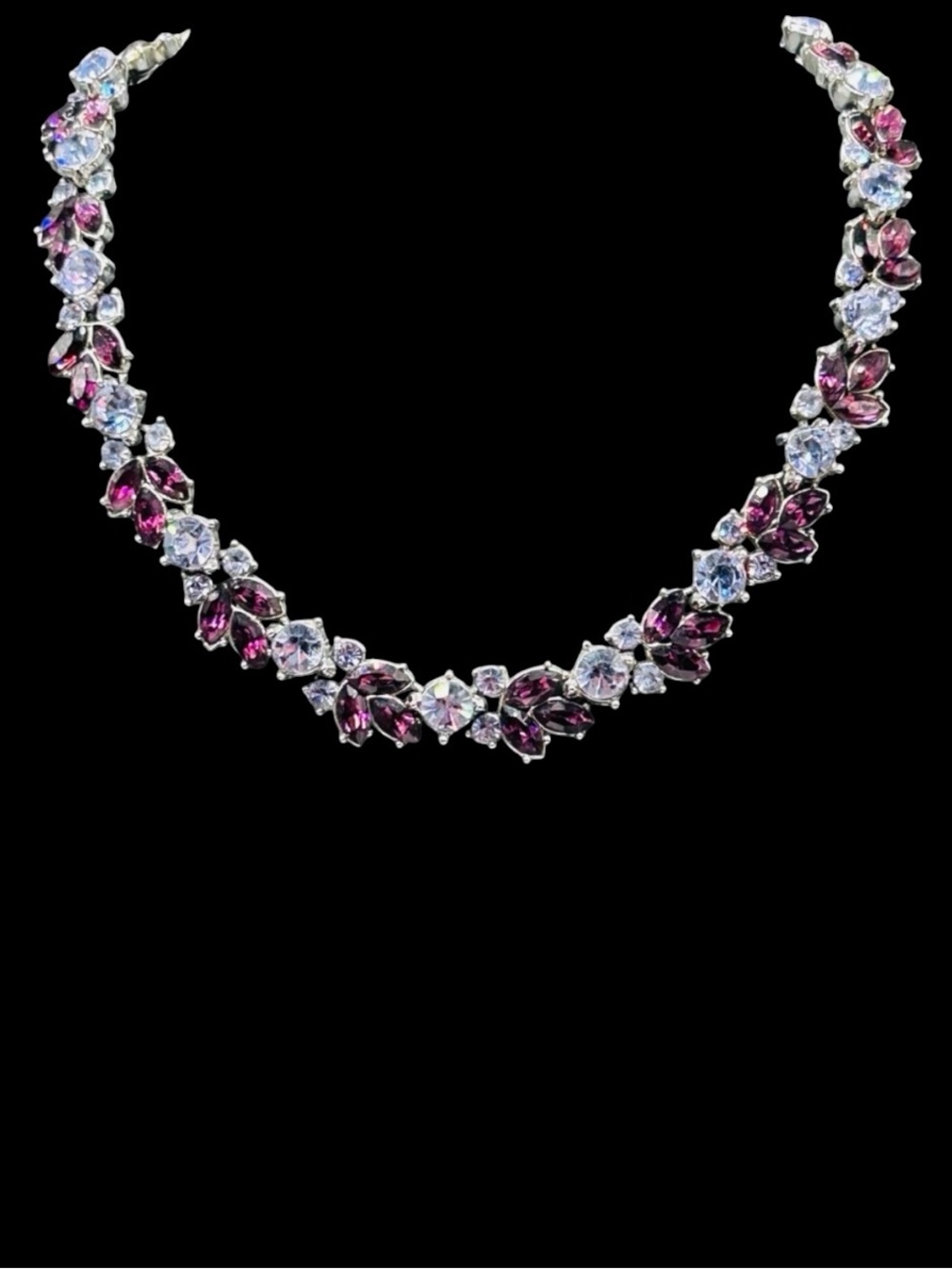 Vintage Trifari Necklace 1961 Amethyst and Alexandrite Rhinestones